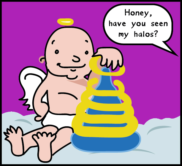 Angelic baby finds new use for halos