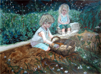 "Children at Harvest" - watercolor