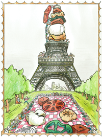 "Picnic in Paris" - watercolor with ink