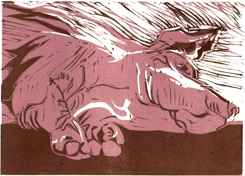 "Contentment" - linocut print