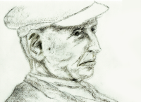 "Old Man with Cap" - charcoal