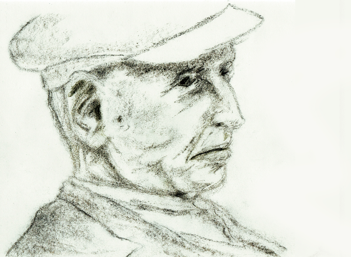 "Old Man with Cap" - charcoal
