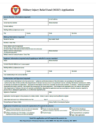 Military Injury Relief Fund application